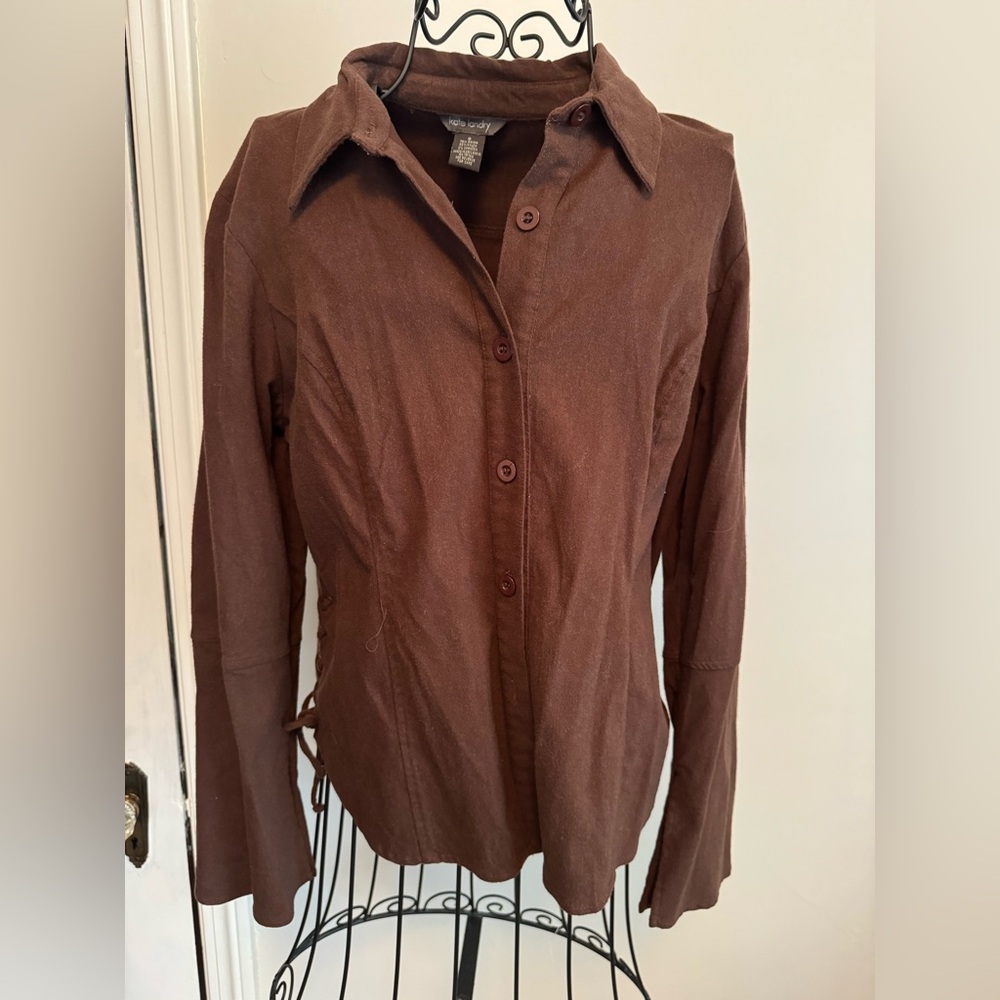 Kate Landry Chocolate Boho Button-Down Shirt